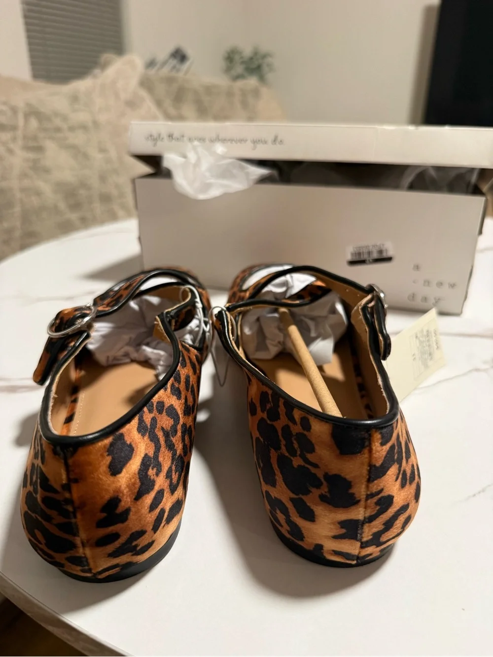 a new day Leopard Print Mary Jane Flats with Silver Buckle